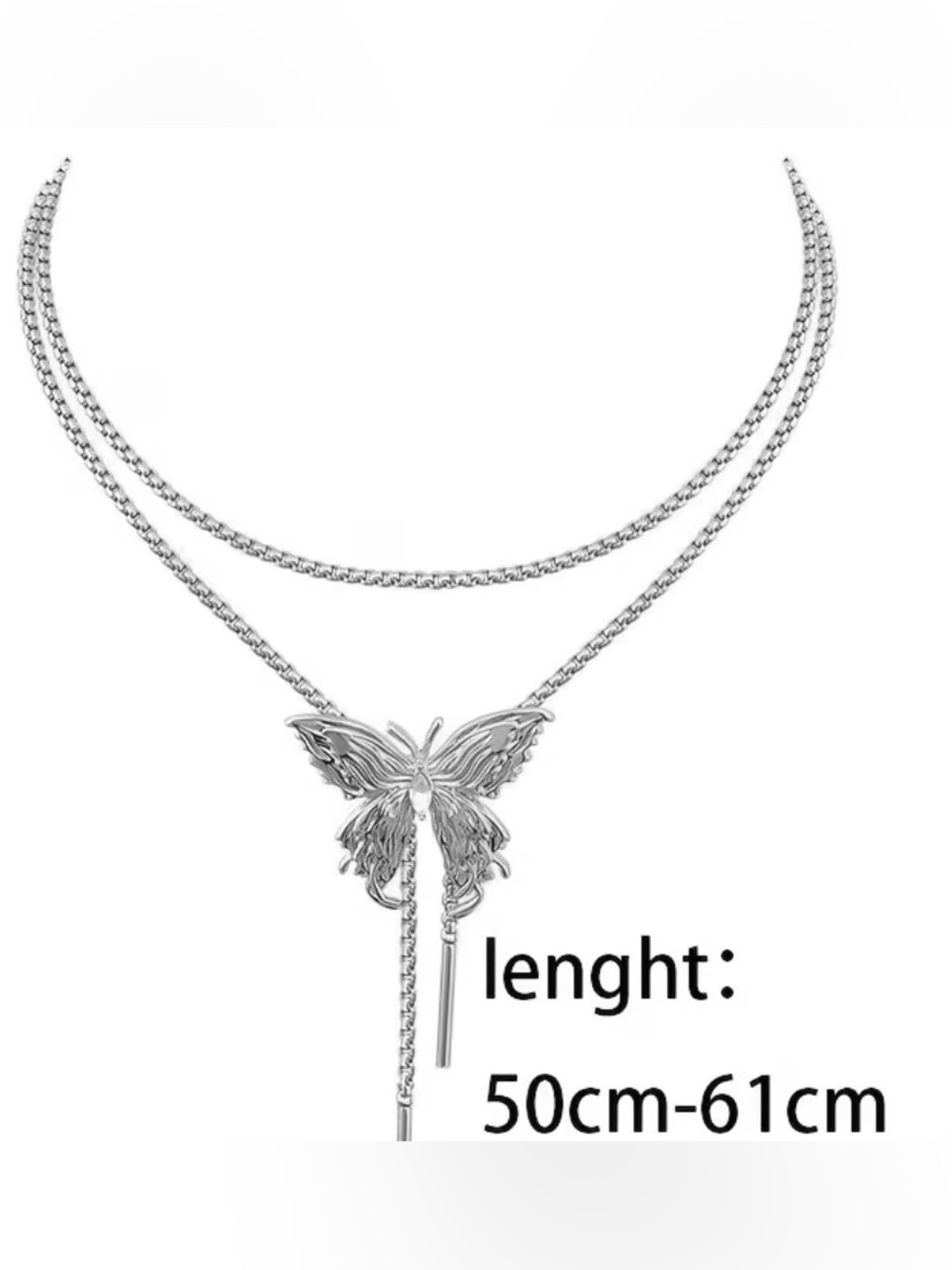 3 in 1 Vintage Adjustable Silver Butterfly Choker Necklace, Bracelet, Body Chain - Picture 7 of 11
